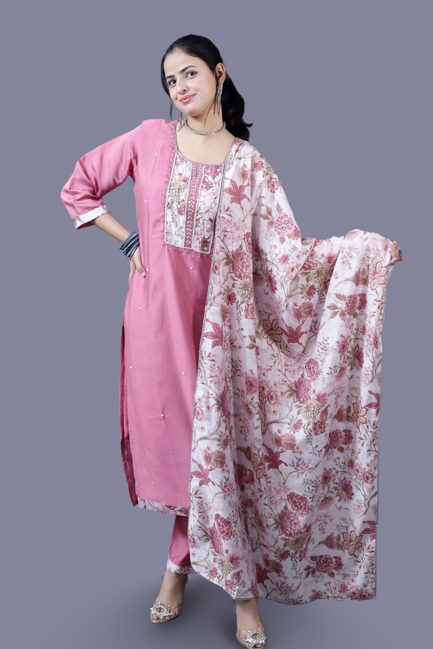 Peppy Pink Muslin Suit Set