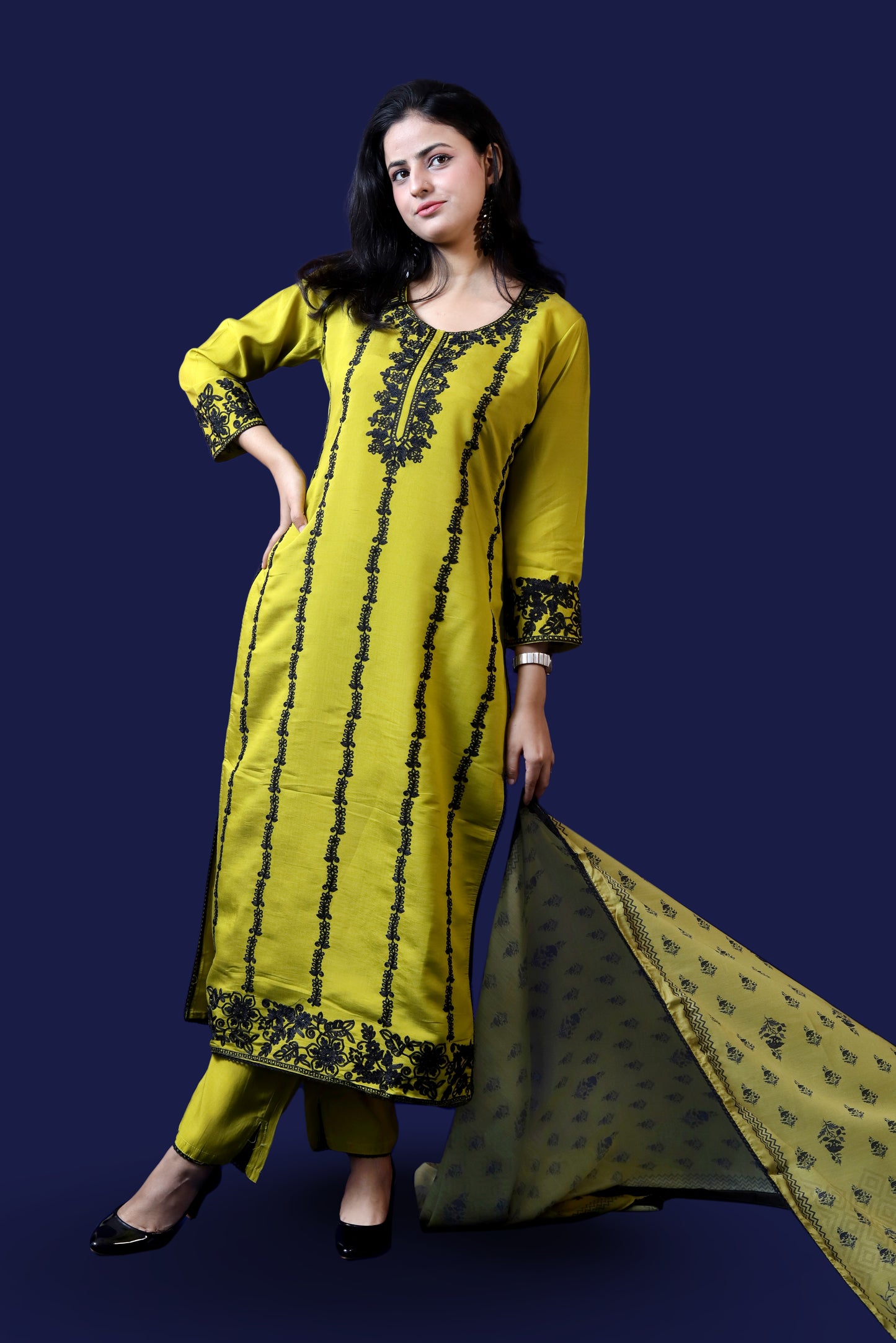 Mustard Muslin Suit Set