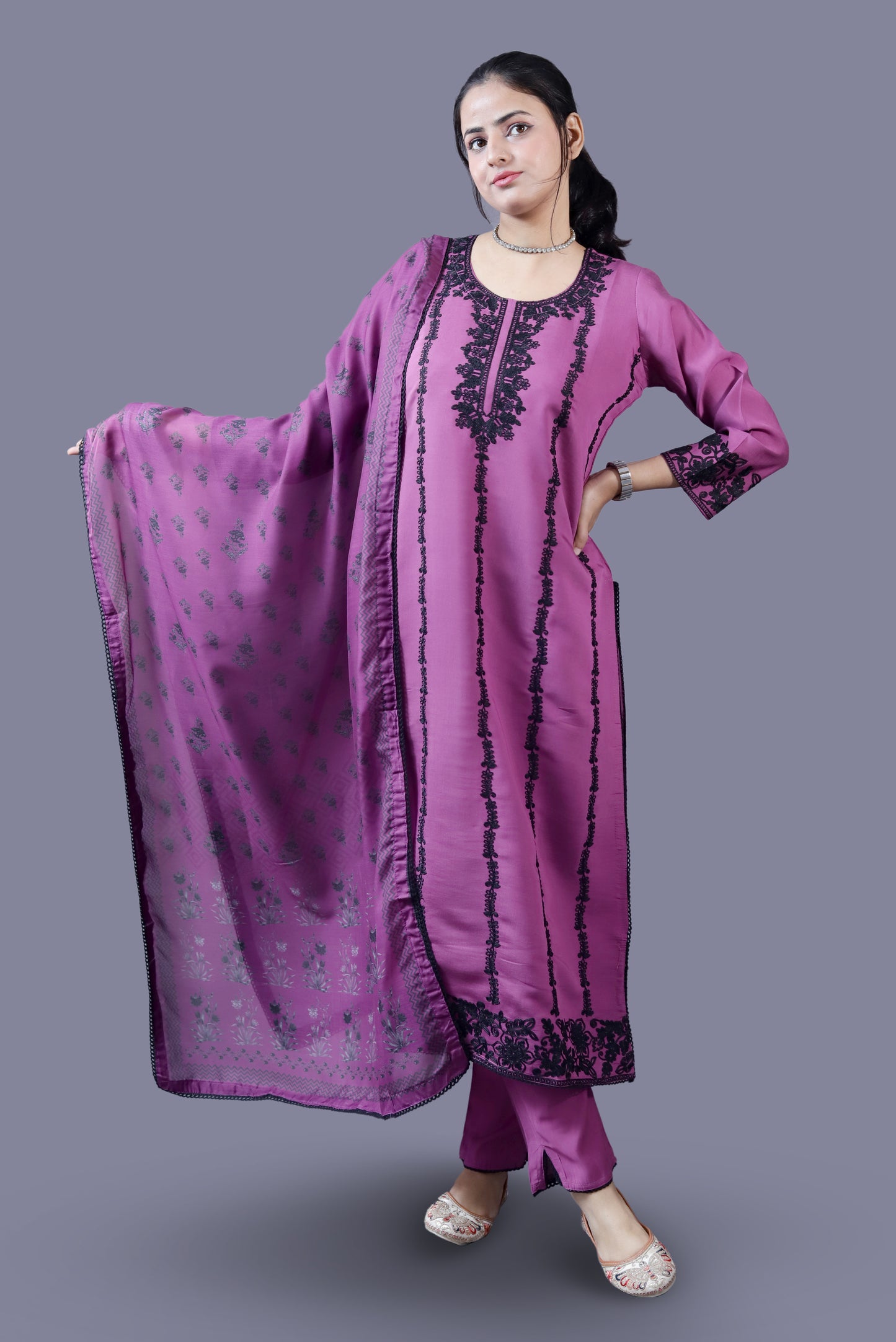 Onion Pink Muslin Suit Set