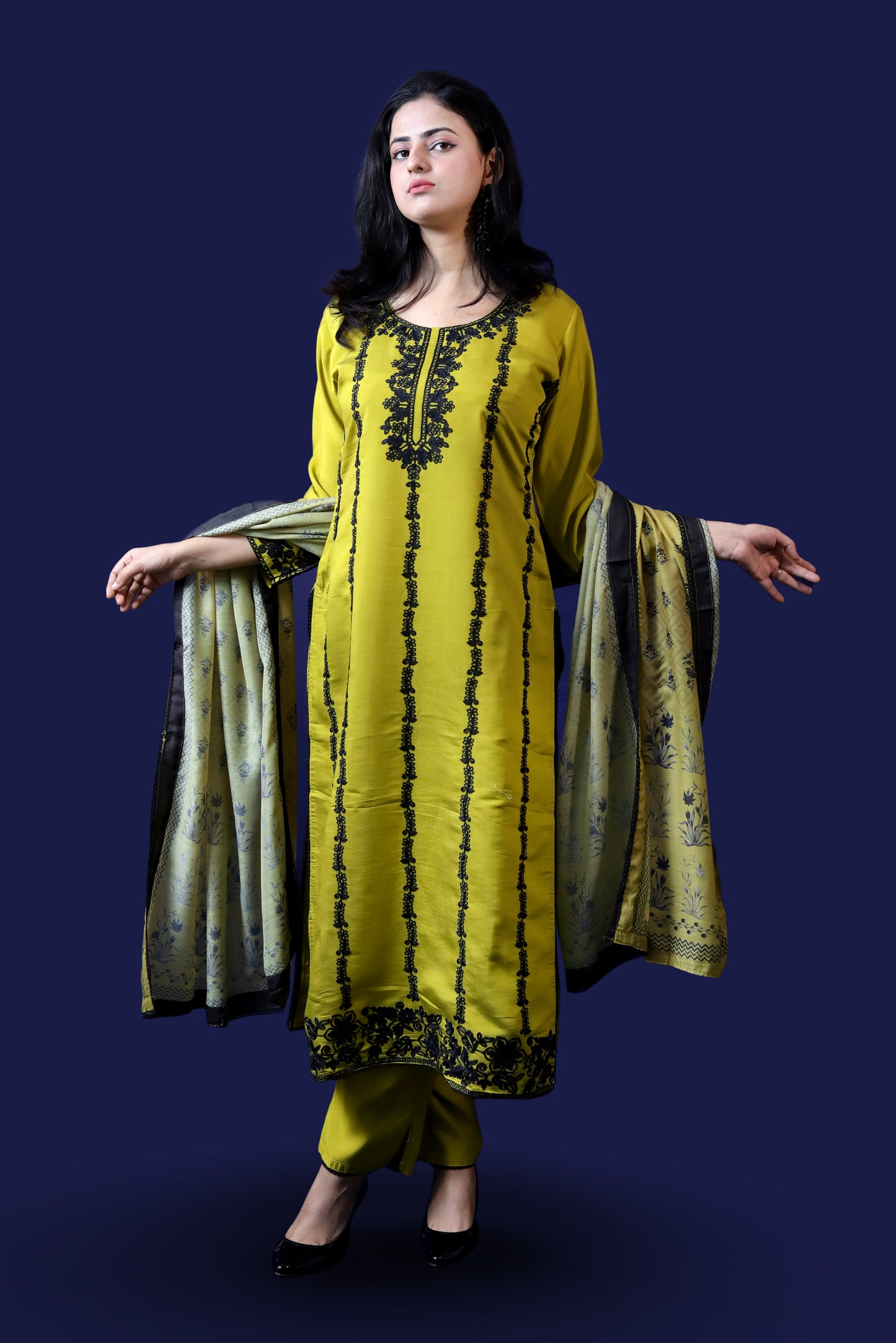 Mustard Muslin Suit Set