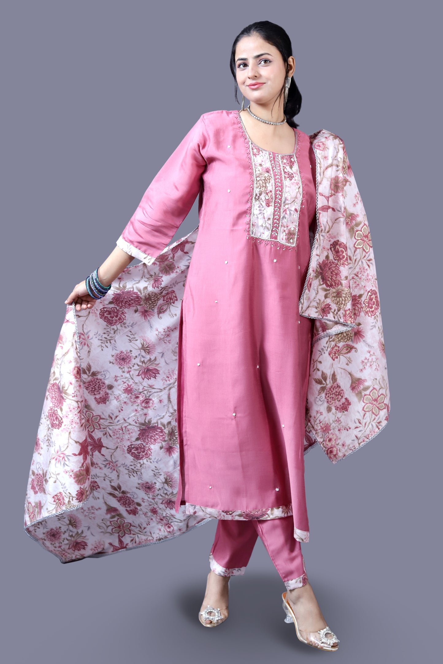 Peppy Pink Muslin Suit Set