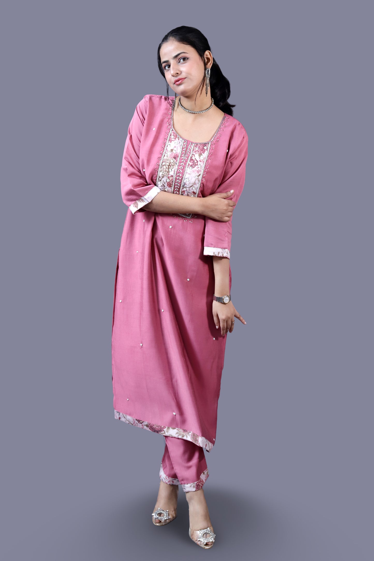Peppy Pink Muslin Suit Set
