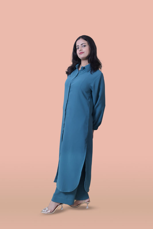 Teal Blue Long Coord Set