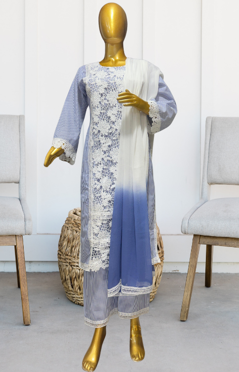 Serene Blue Crochet Kurta Set