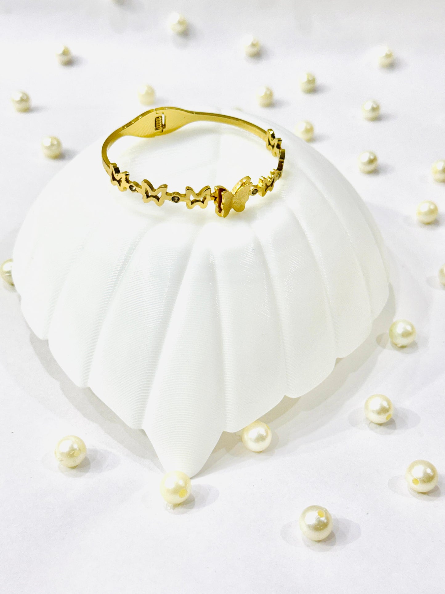 Stainless Steel Gold Plated Butterflies Bracelet