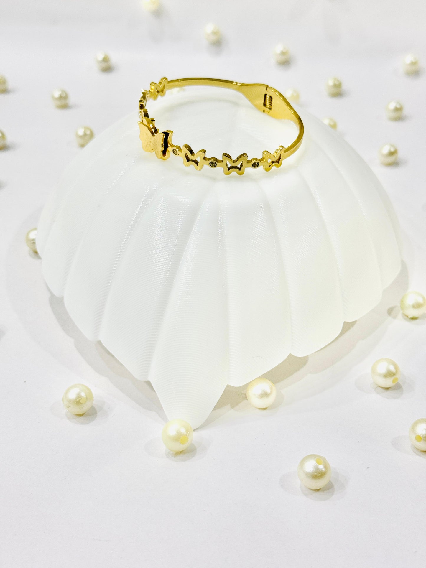 Stainless Steel Gold Plated Butterflies Bracelet