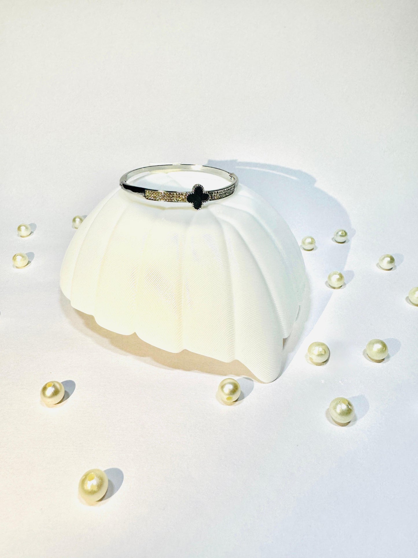 Stainless Steel Clover Zirconia Bracelet
