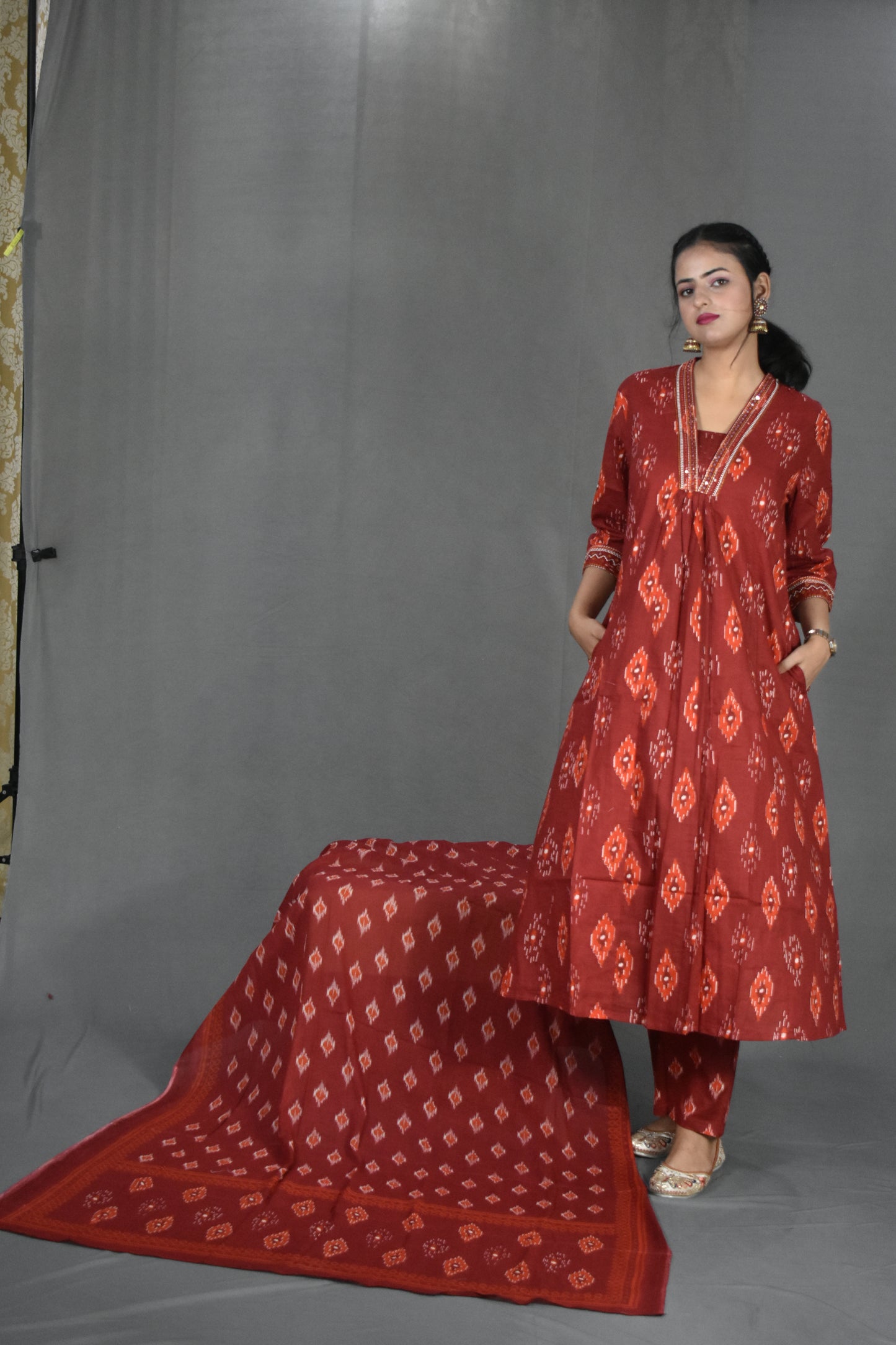 Magnificent Maroon A-line Kurta set