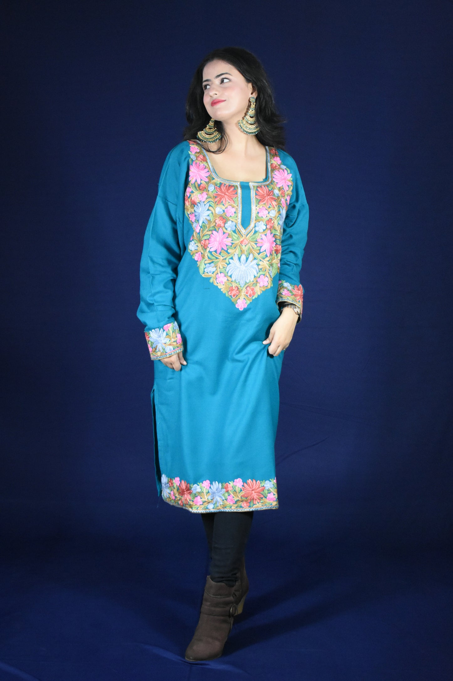 AQUA GREEN KASHMIRI PHERAN