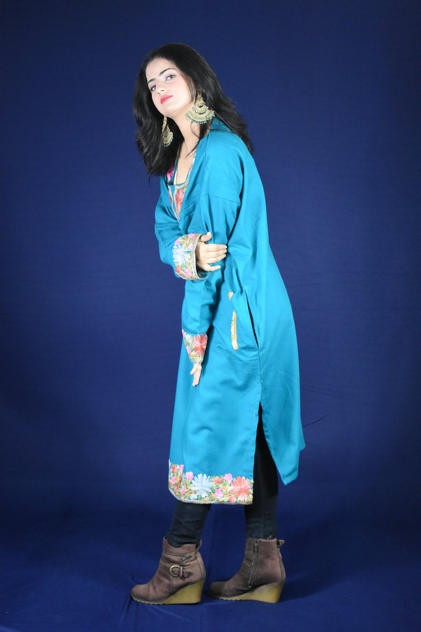 AQUA GREEN KASHMIRI PHERAN
