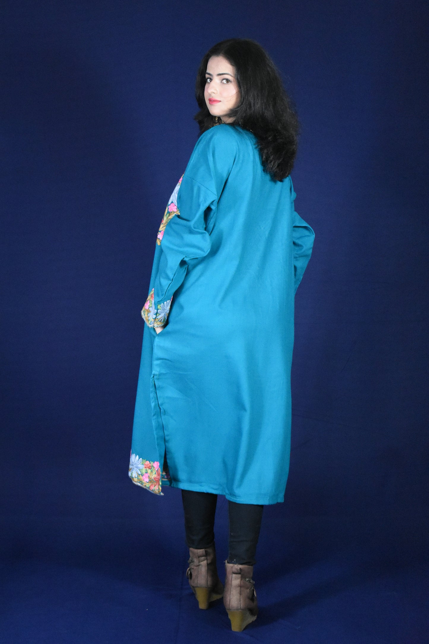 AQUA GREEN KASHMIRI PHERAN