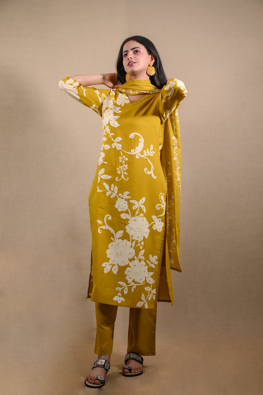 Elegant Mustard Yellow Straight Suit