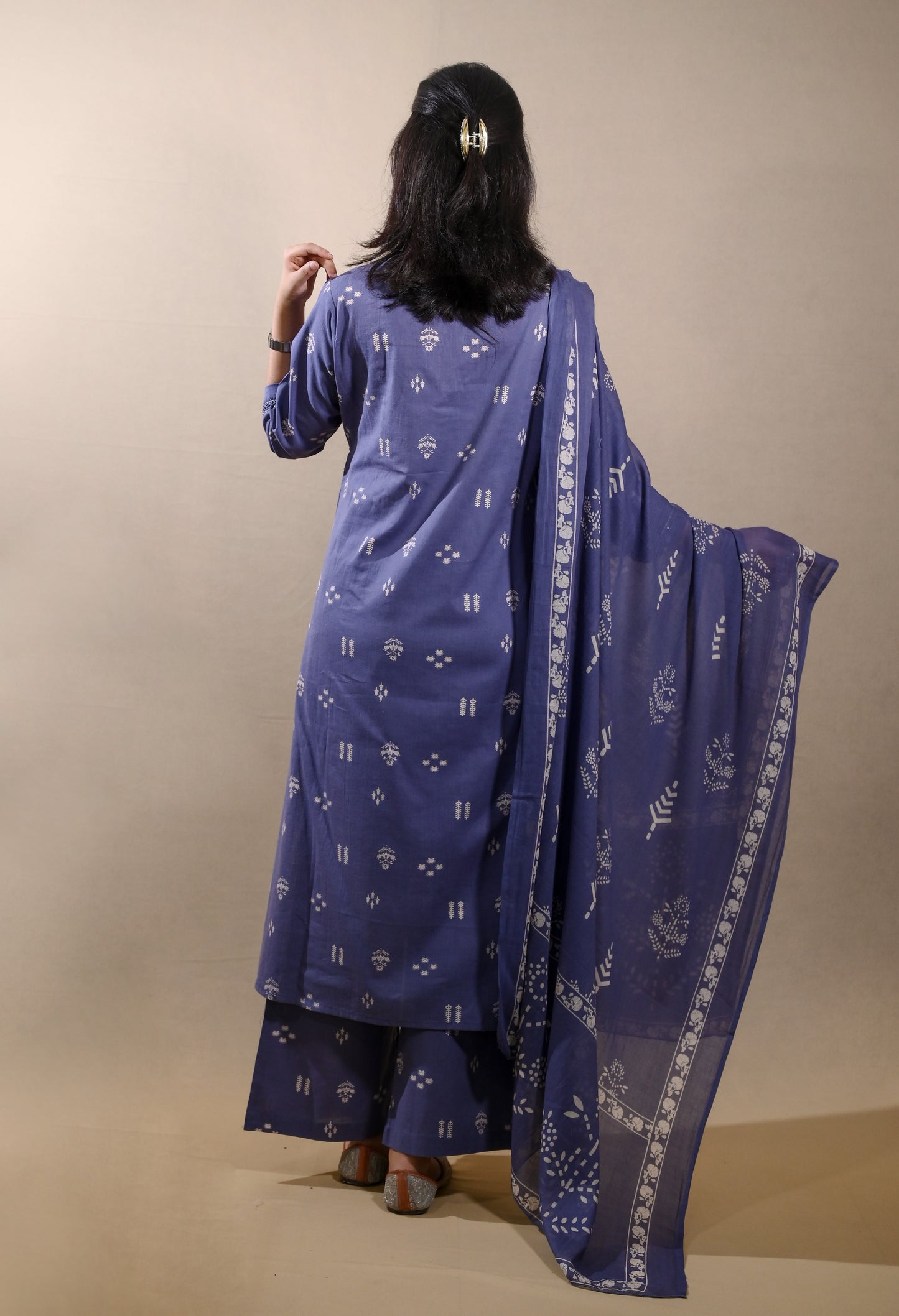 Khadi Cotton A-line Angrakha Grey Suit