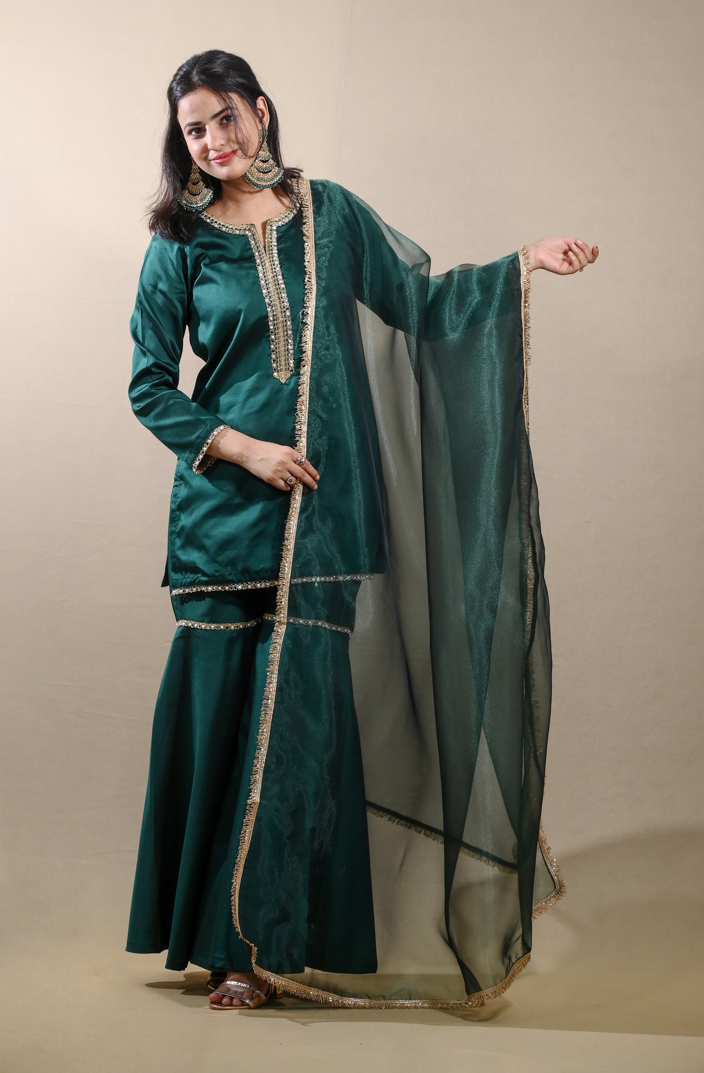 Royal Green Gharara Set