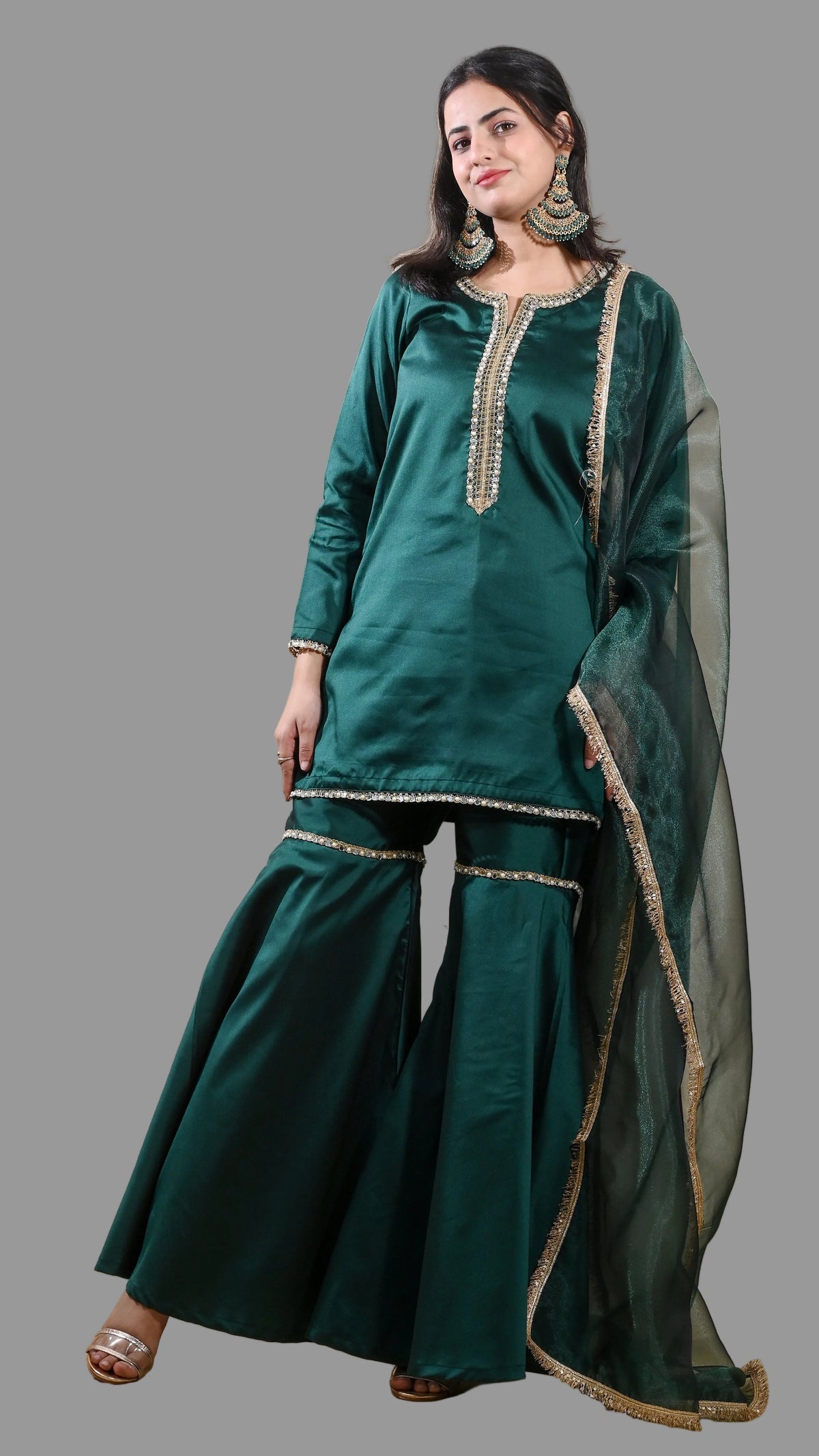 Royal Green Gharara Set
