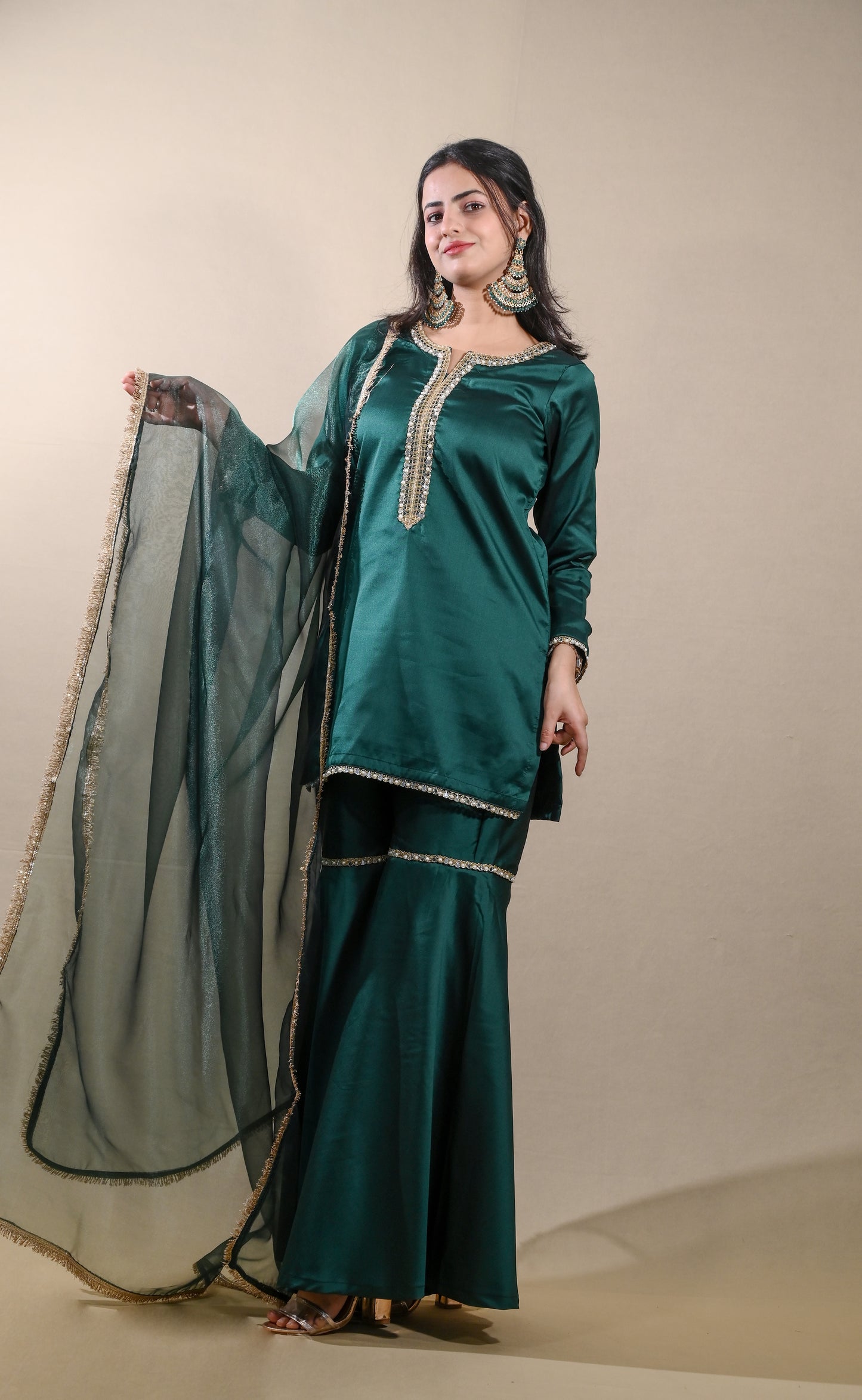 Royal Green Gharara Set