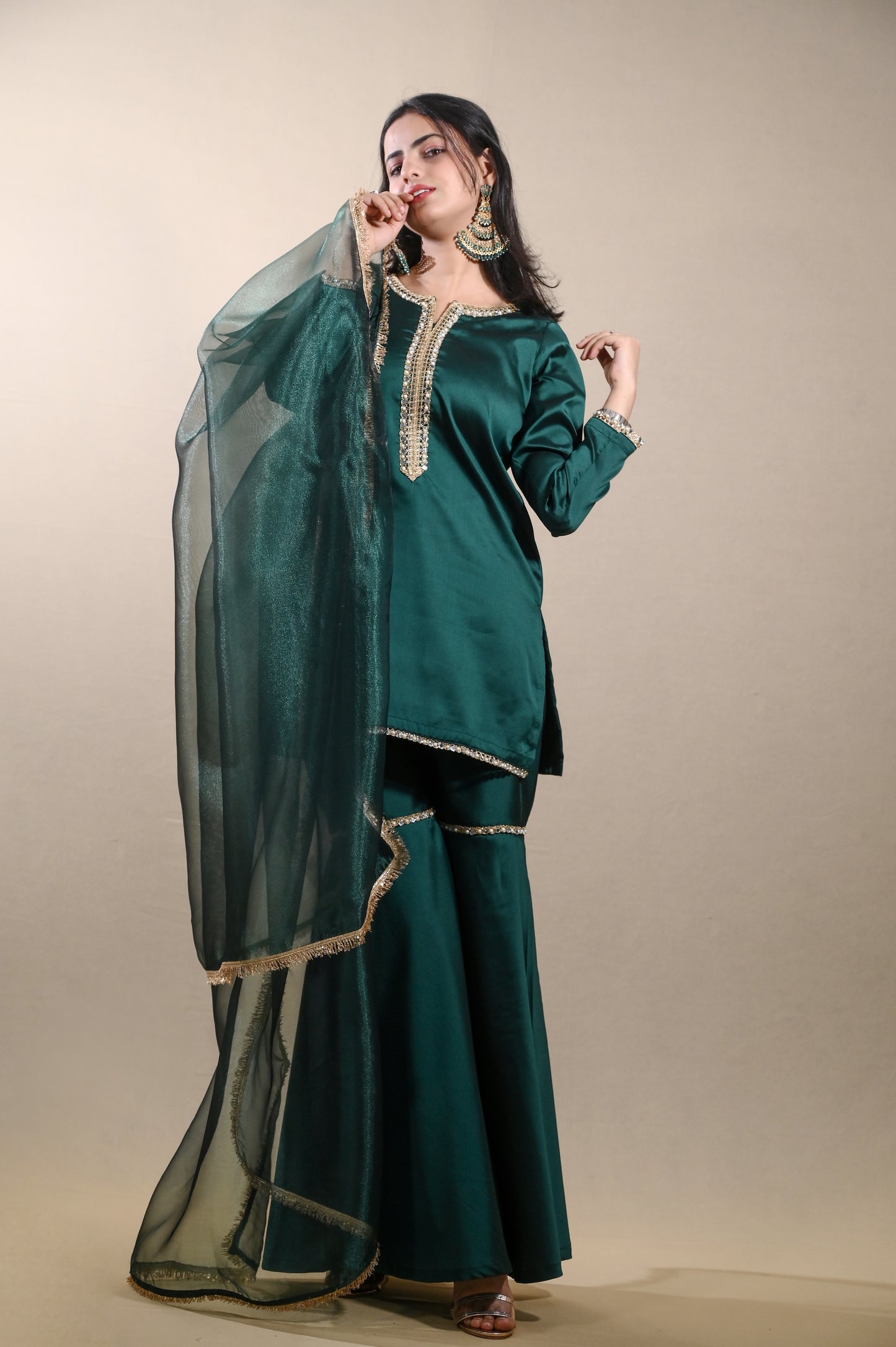 Royal Green Gharara Set