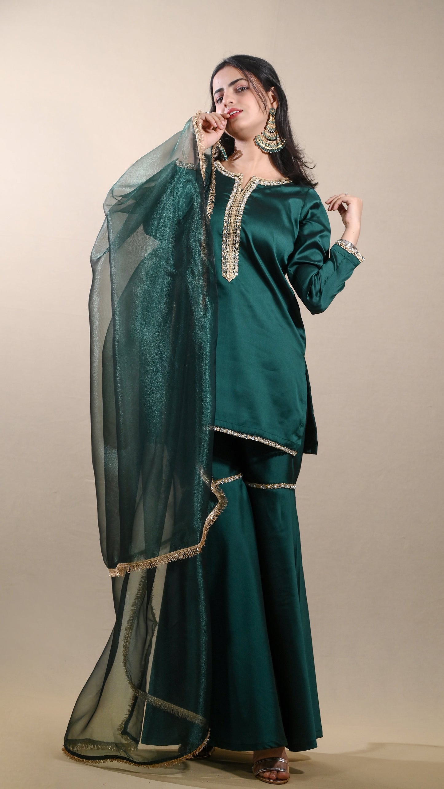 Royal Green Gharara Set