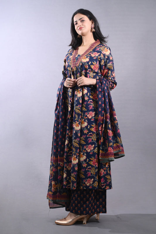 Stunning Blue Anarkali Palazzo Set