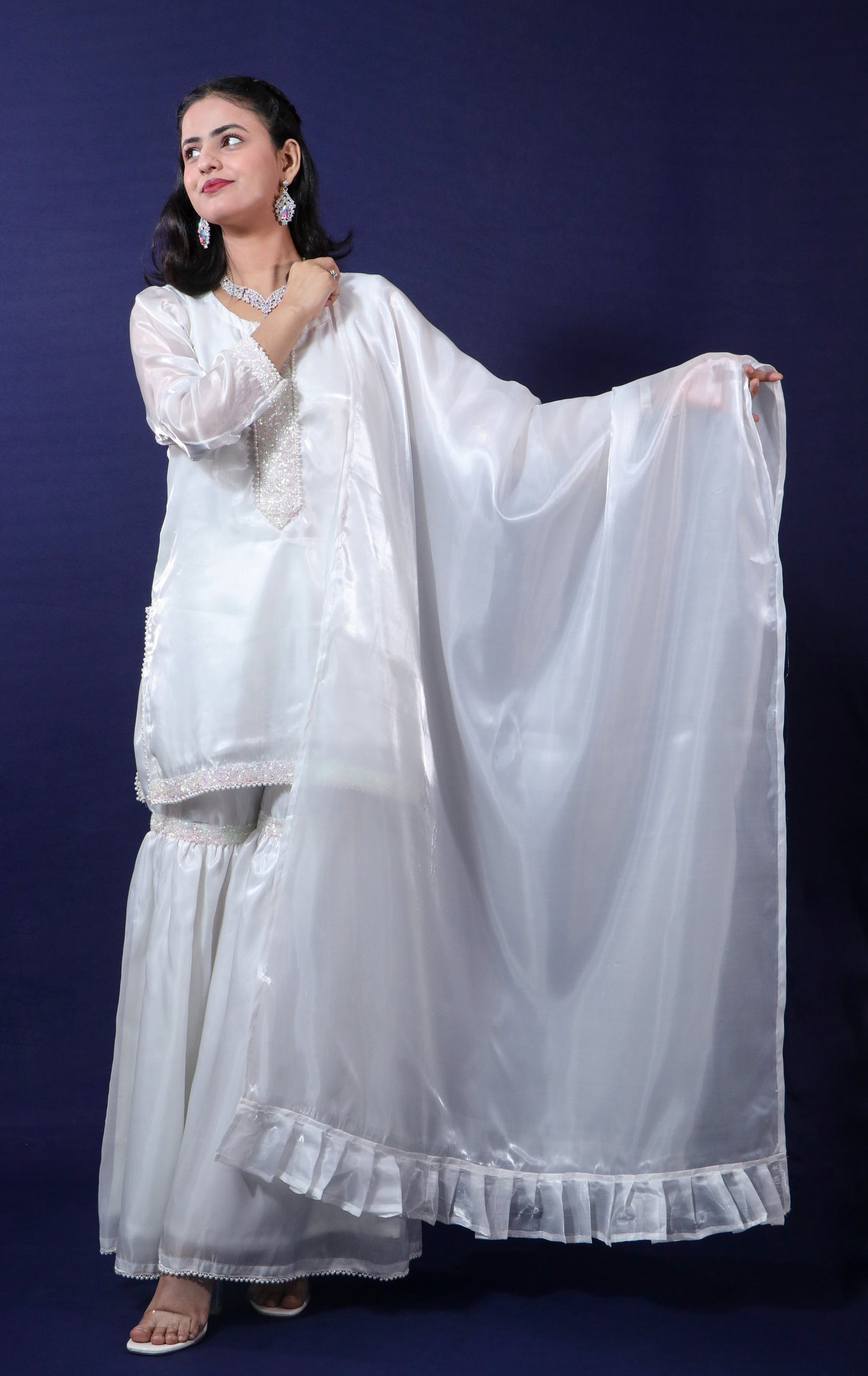 Royal White Gharara Set