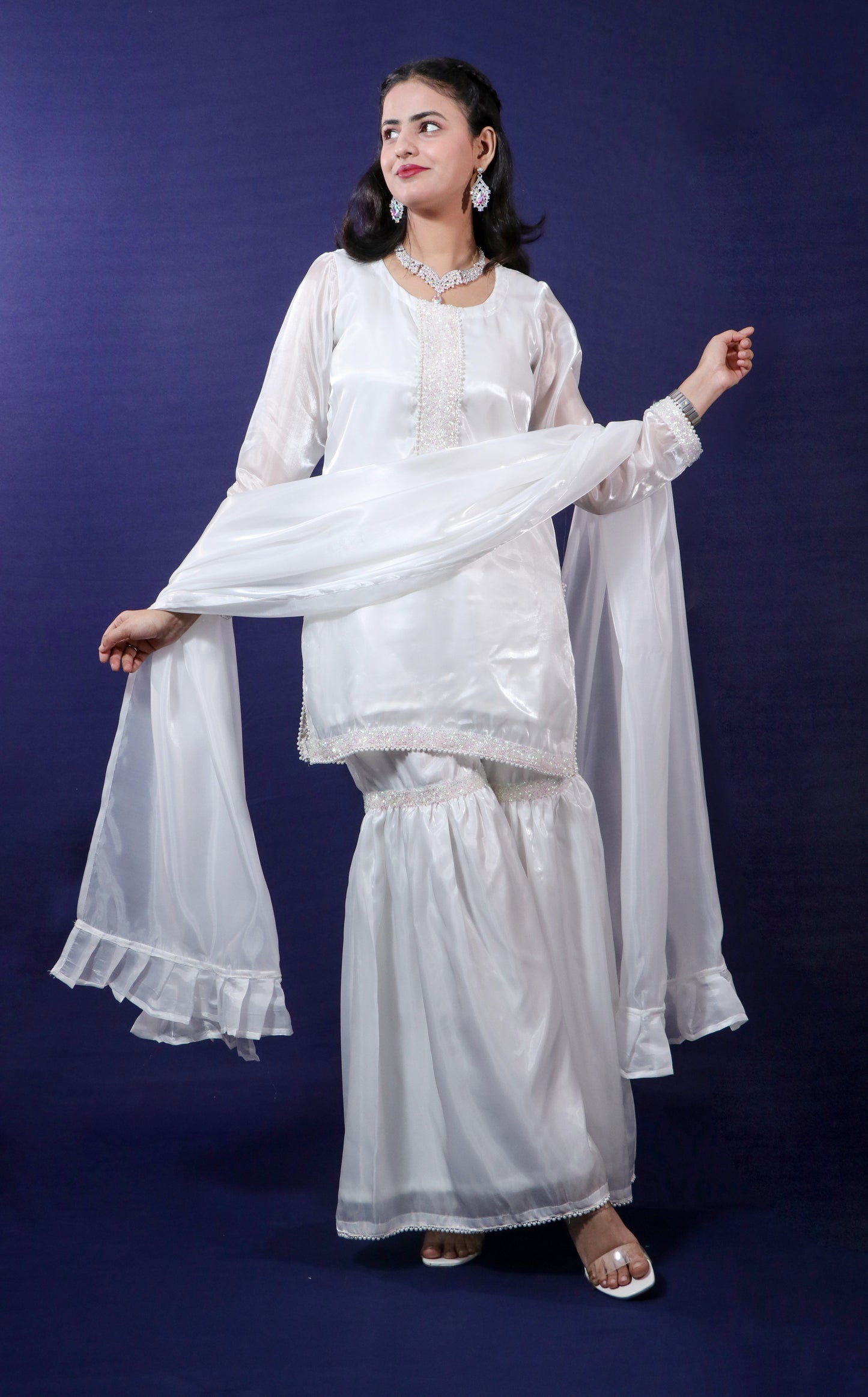 Royal White Gharara Set