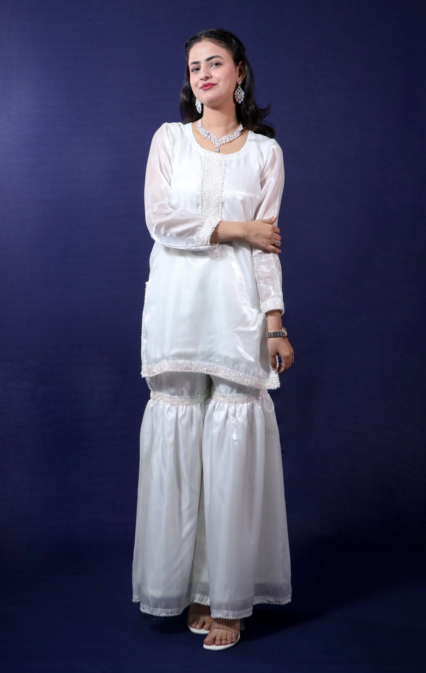 Royal White Gharara Set