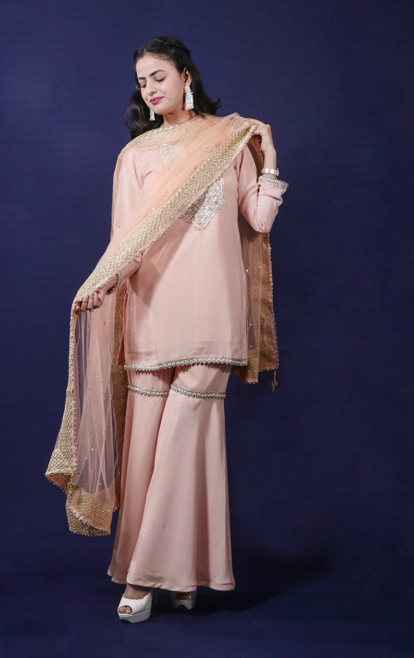 Rosegold Gharara Set