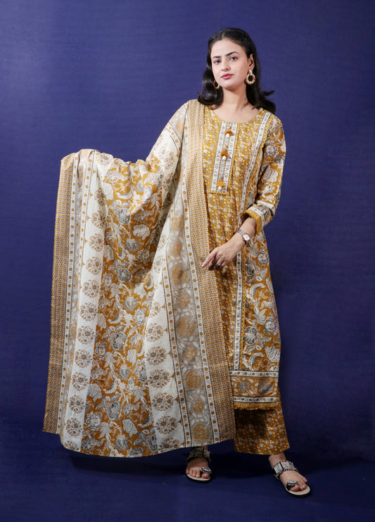 Kalamkari Straight-fit Kurta Set