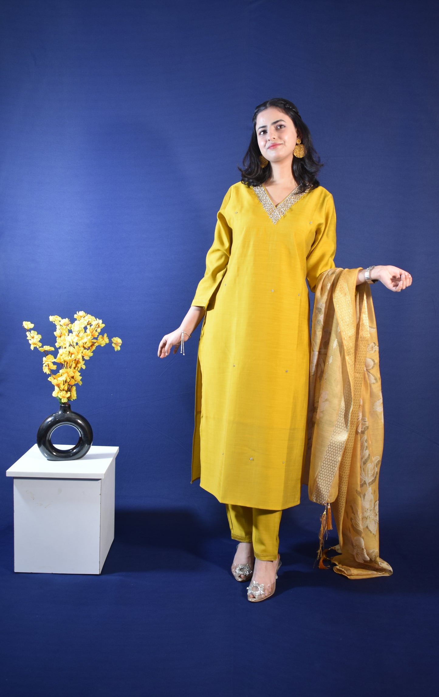 Magestic Mustard Silk Kurta Set