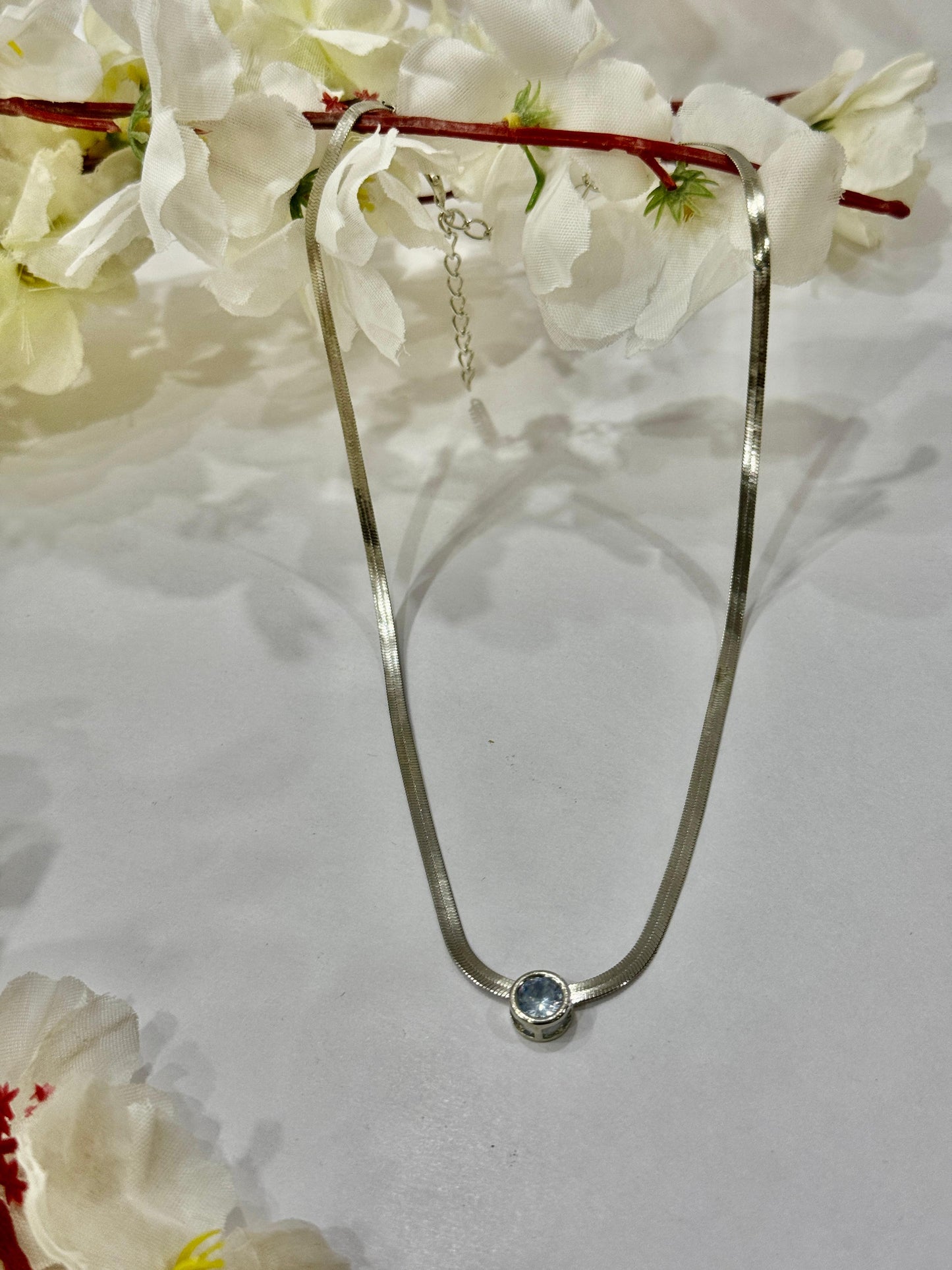 Stainless Steel Zircon Pendant Necklace