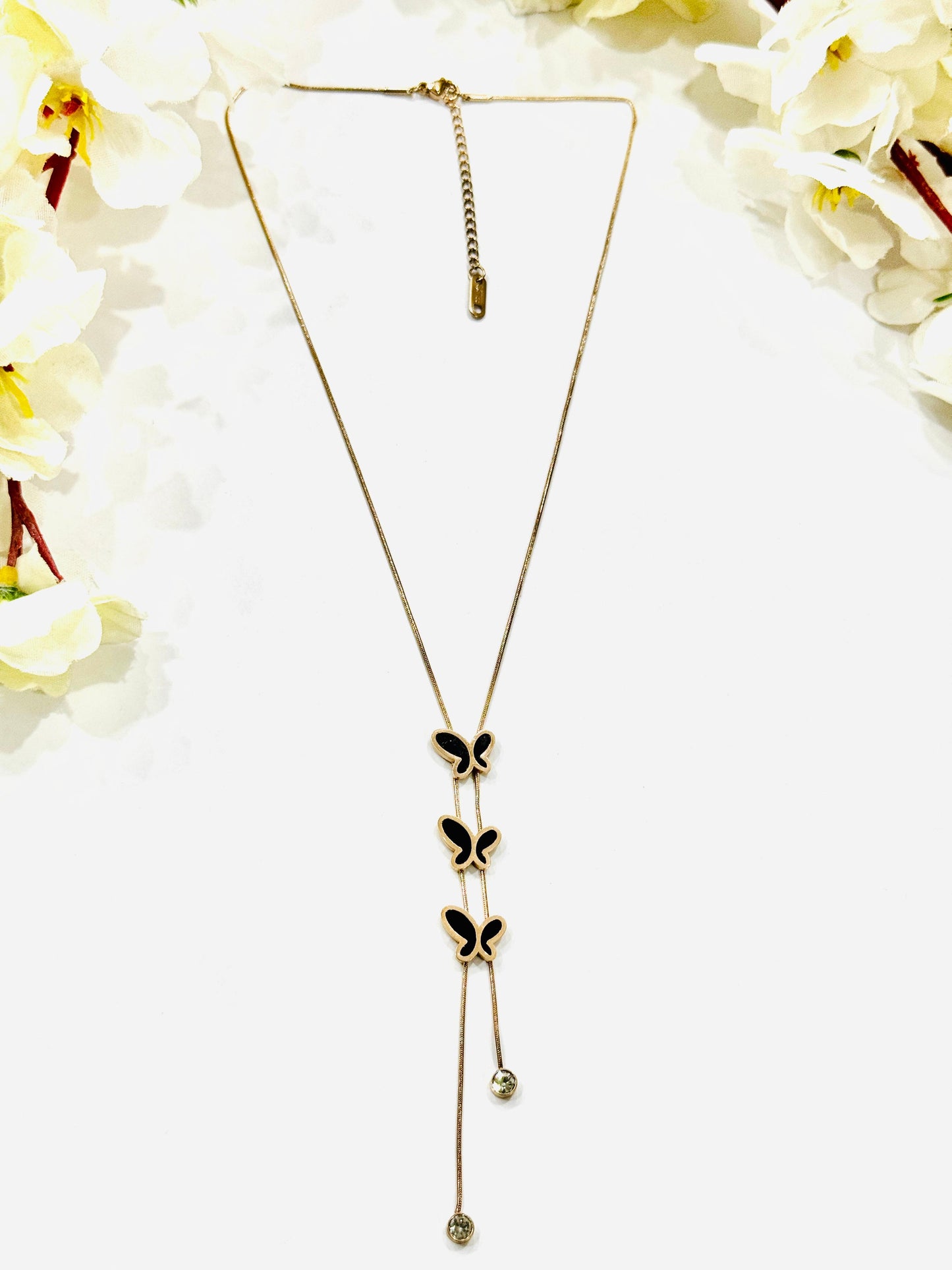 Black Butterfly Trio Necklace-Anti Tarnish