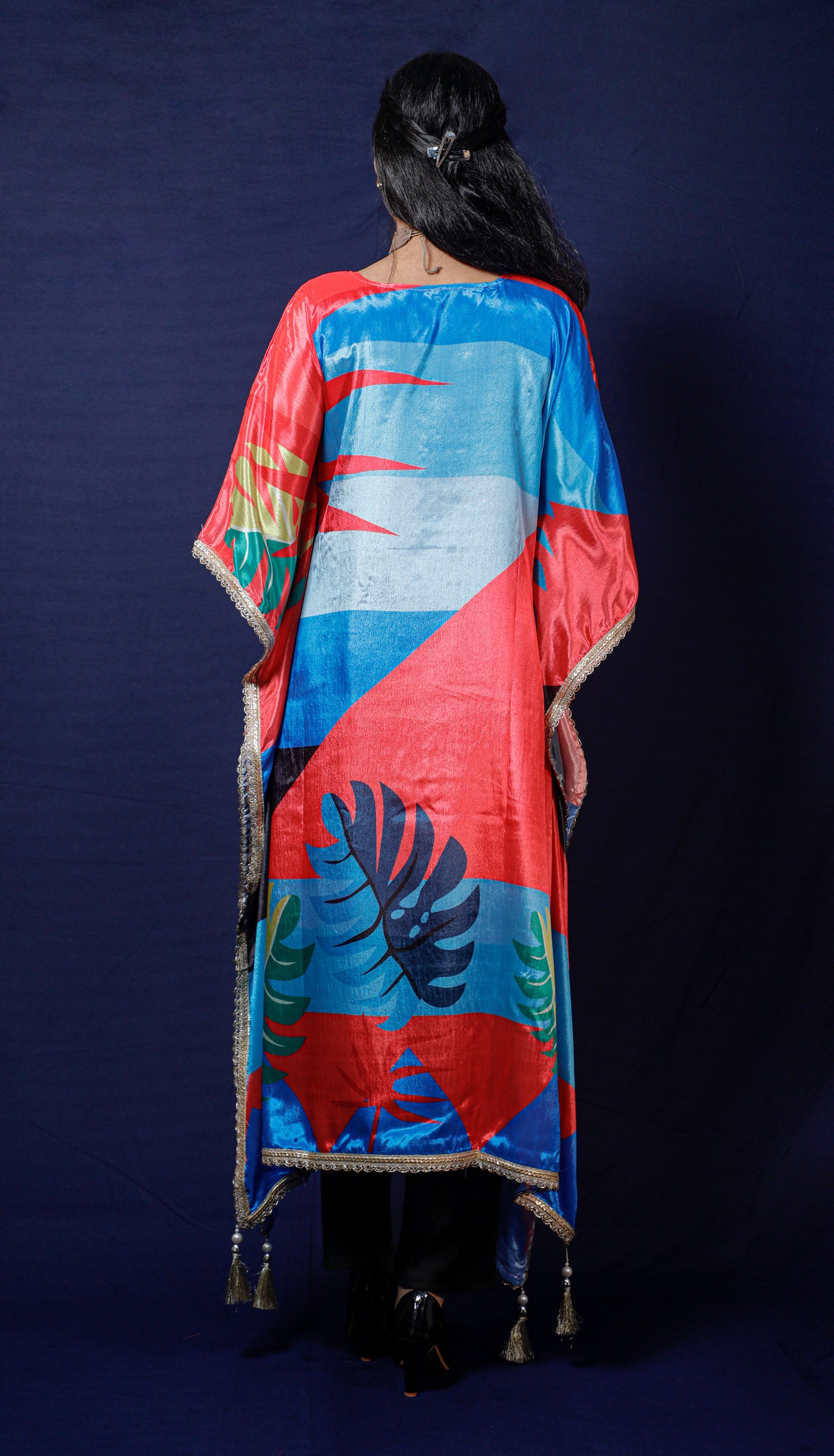 Elegant Multicolored Abstract Print Kaftan