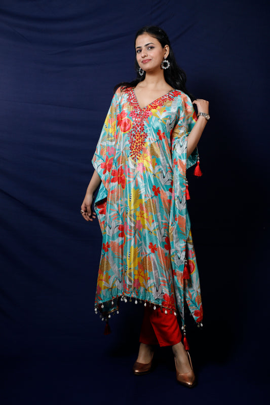 Elegant Floral Print Kaftan