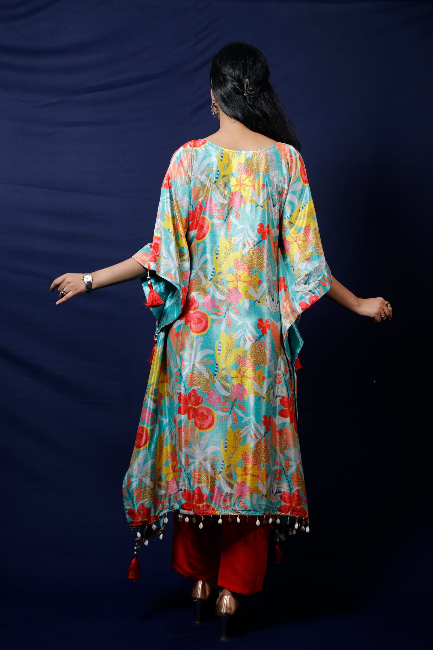 Elegant Floral Print Kaftan