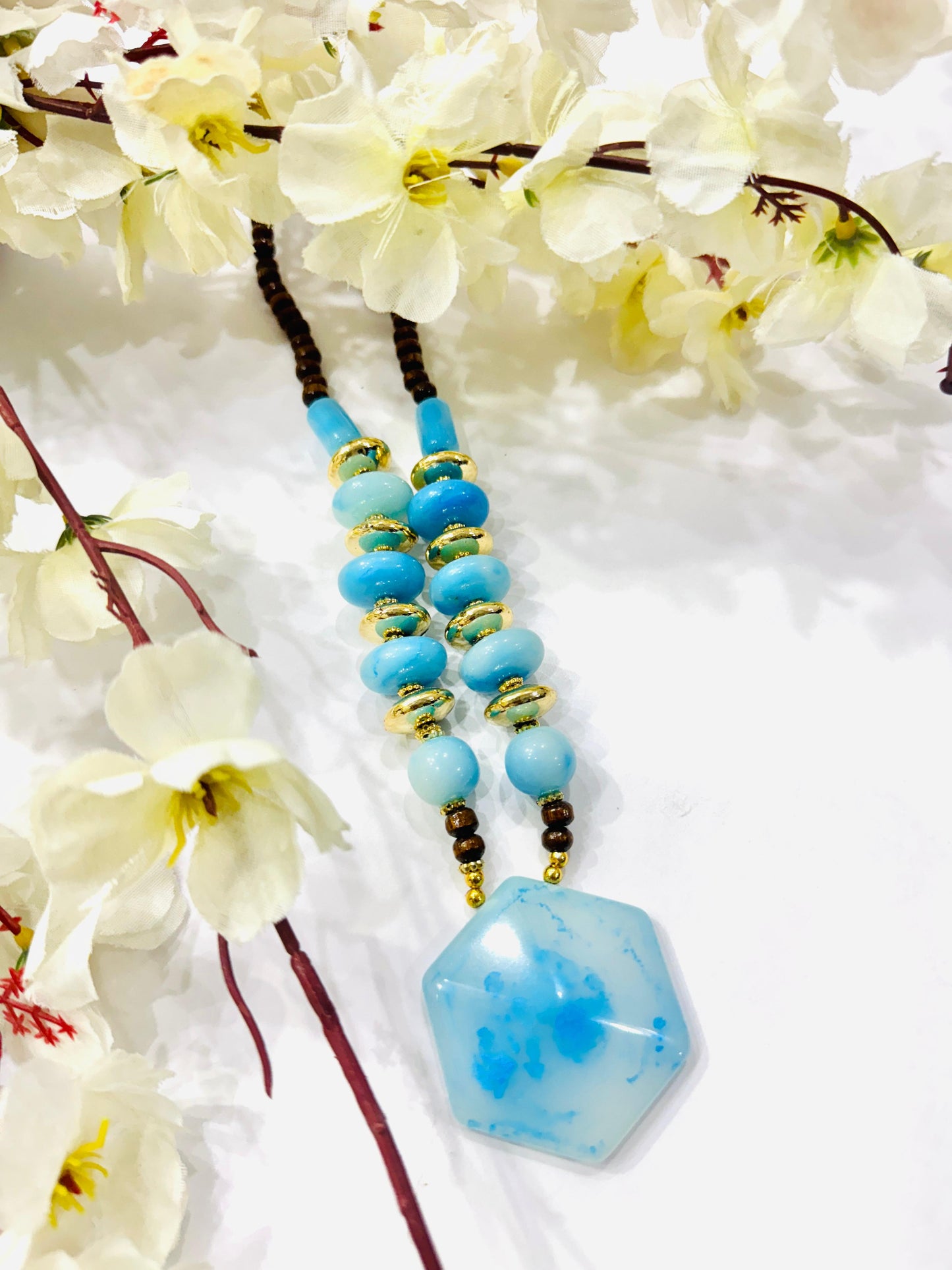 Sky Blue Chemical Beads Necklace