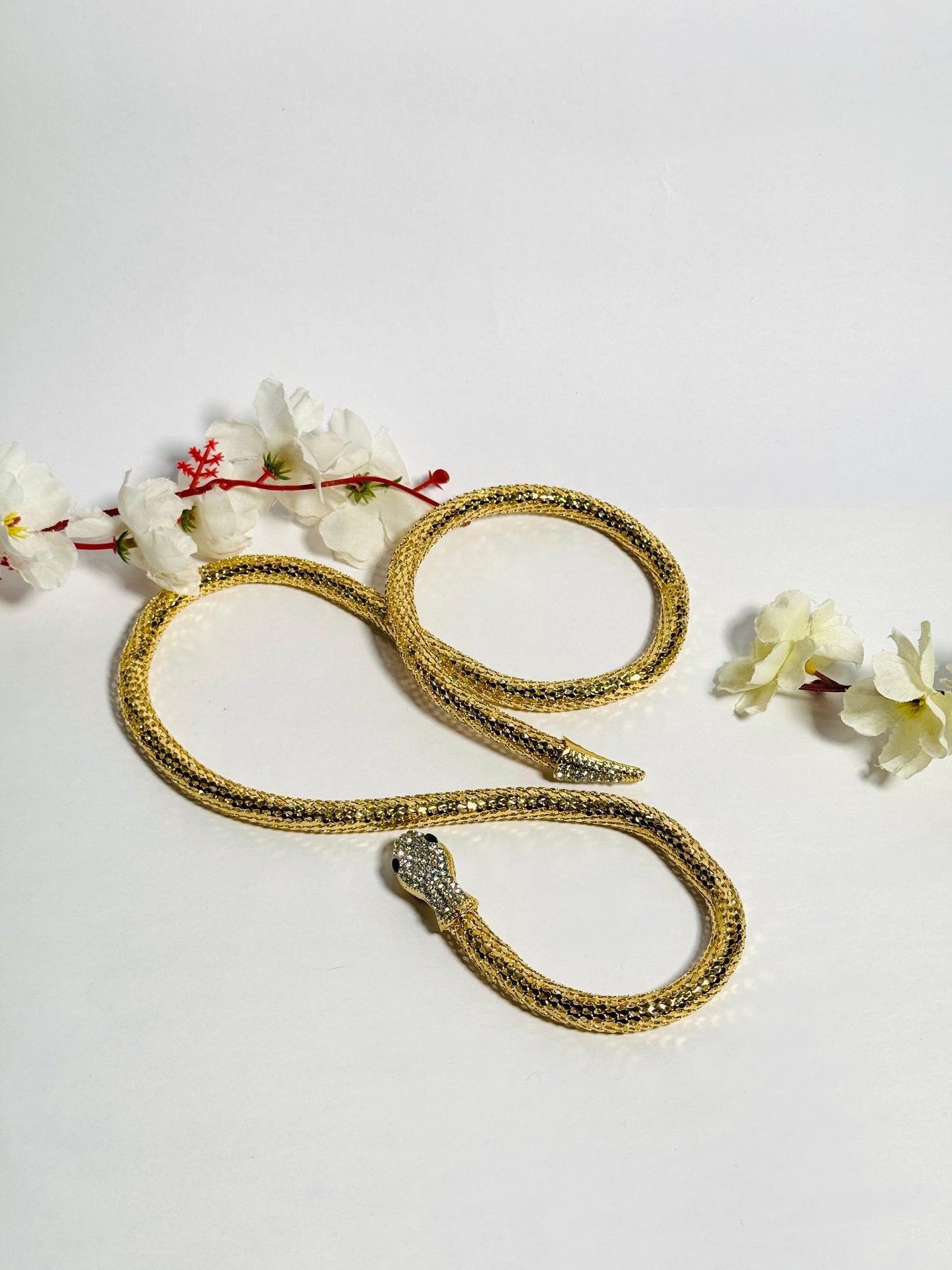 Green Eye Rattle Snake Necklace/Bracelet With Magnetic Closure -40" Long