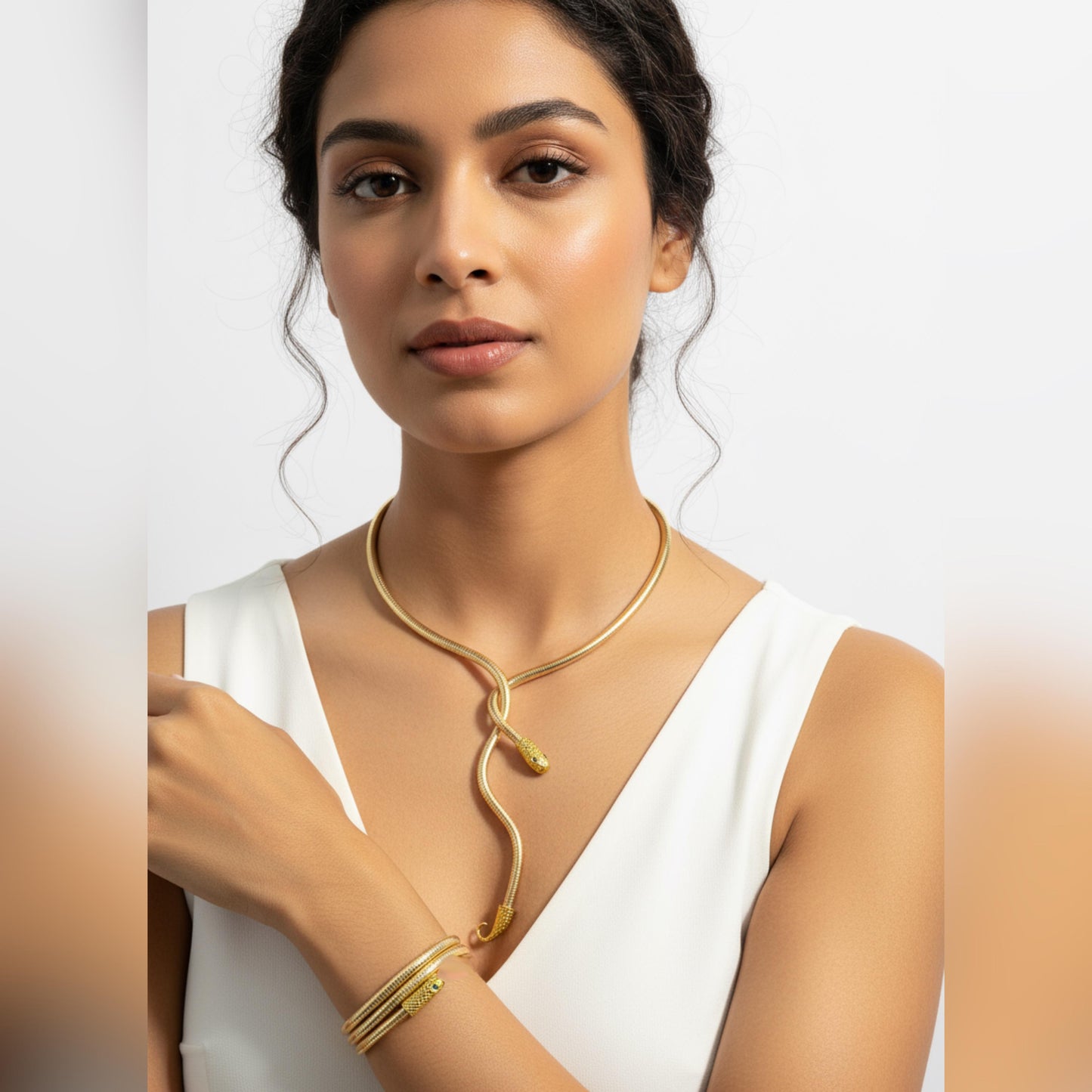 Solid Serpent Necklace & Bracelet Set