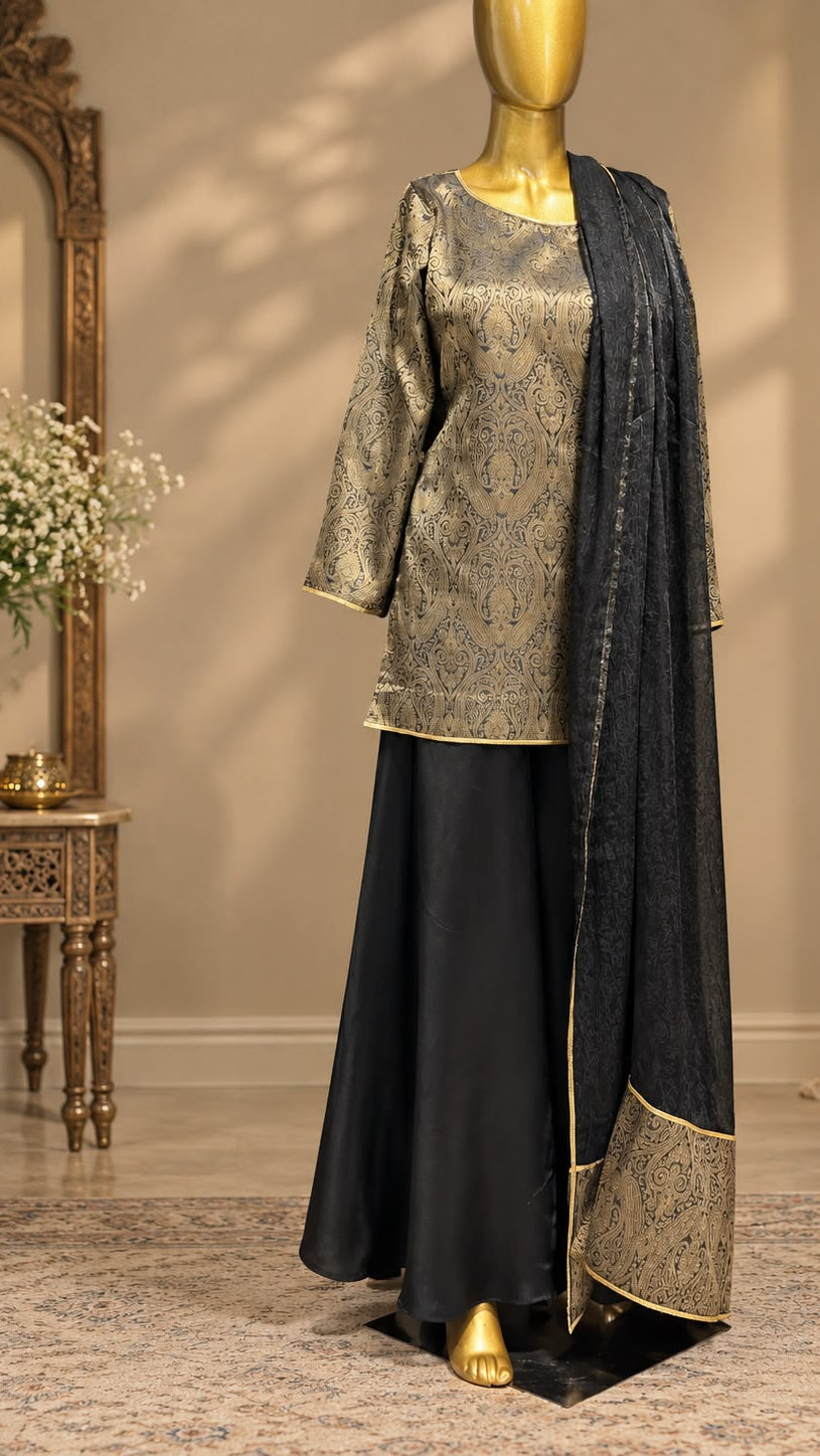 The Royal Kimkhaab - Black & Gold Sharara Set