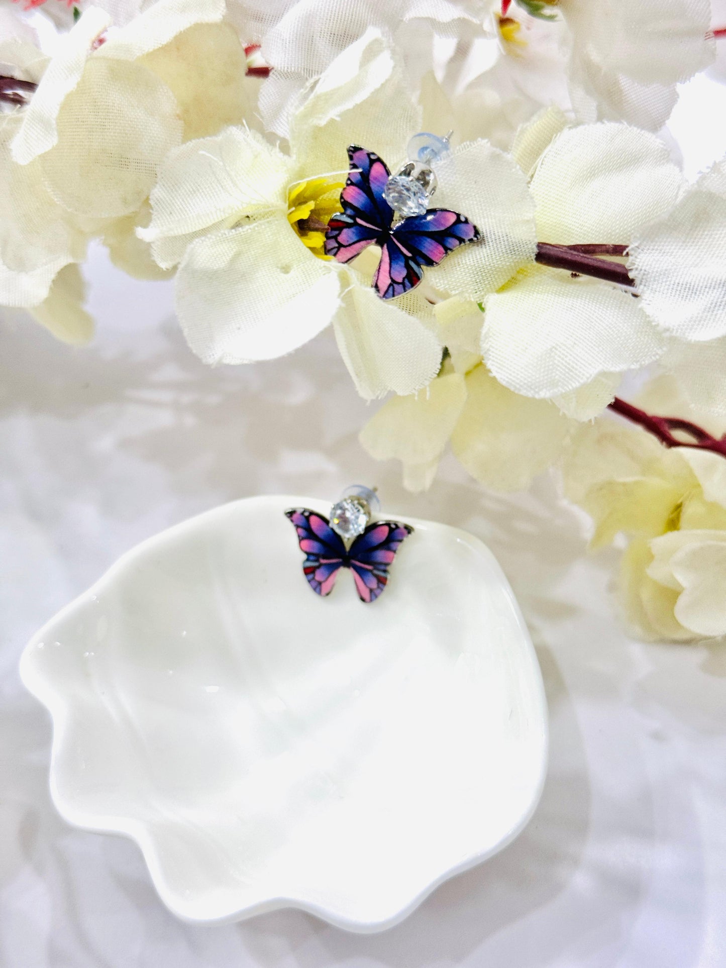 Black & Pink Butterfly Earrings