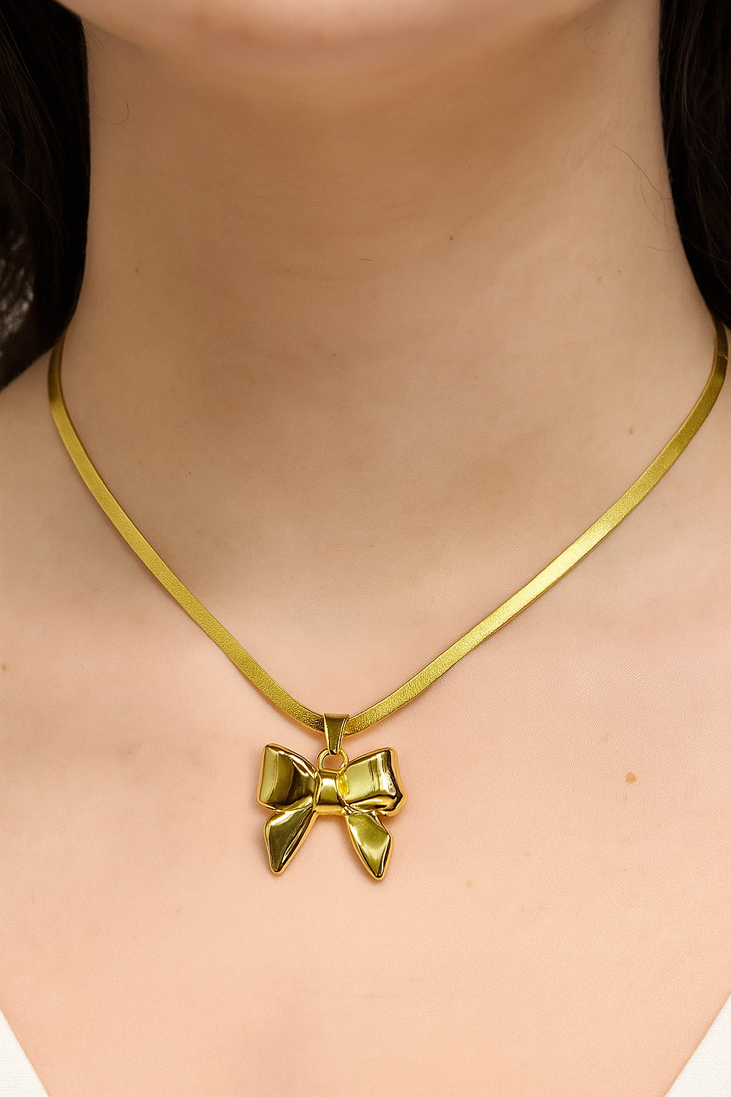 Golden Bow Pendant Necklace