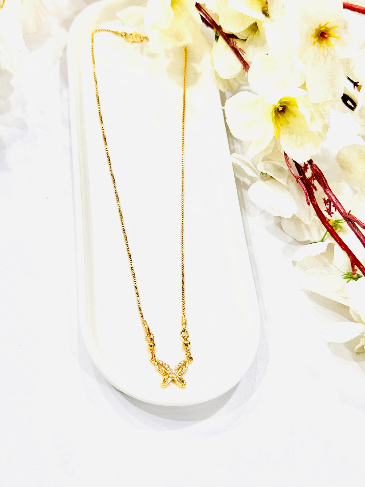 Studded Wings Butterfly Necklace