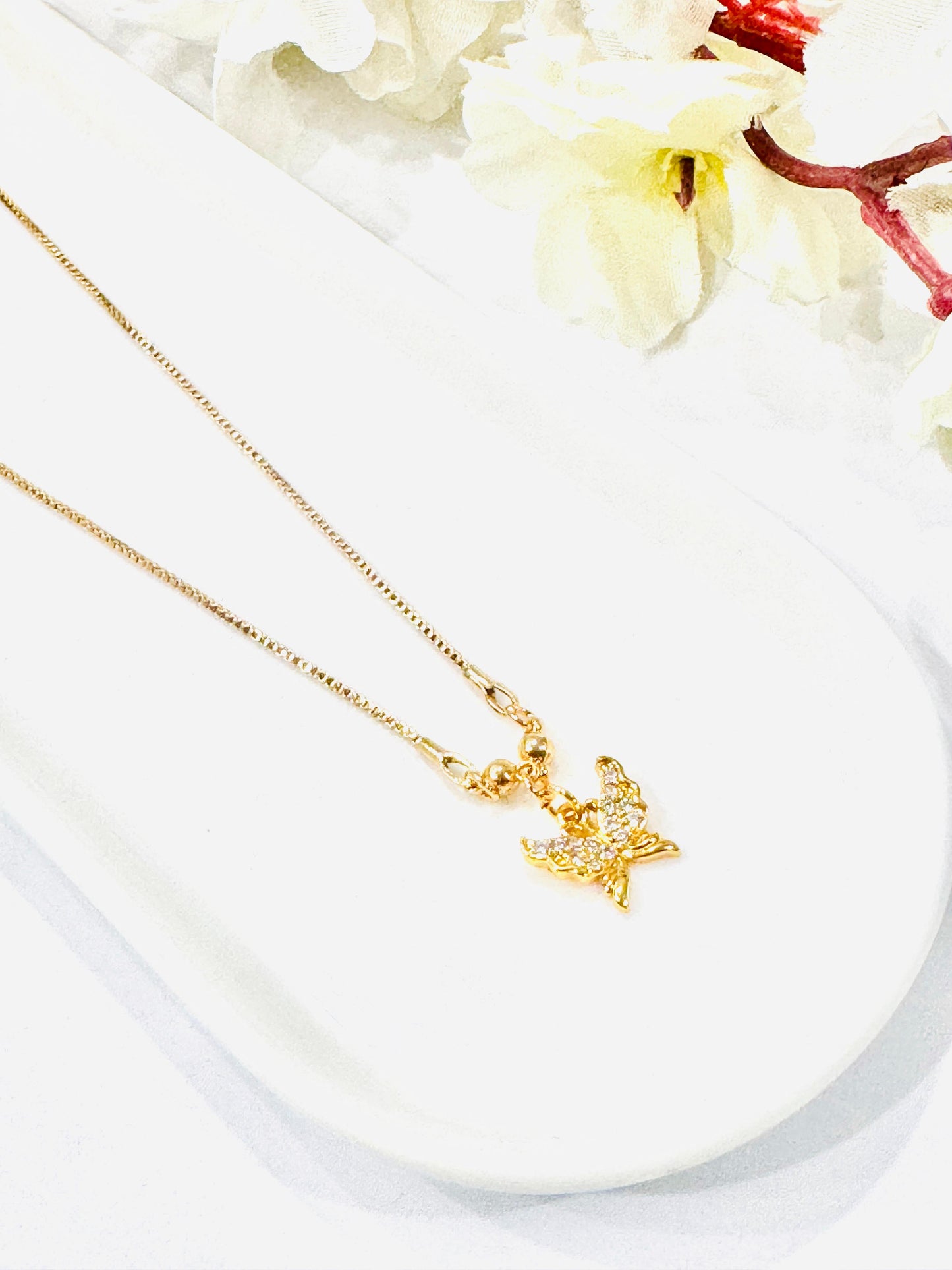 Zircon Studded Butterfly Necklace