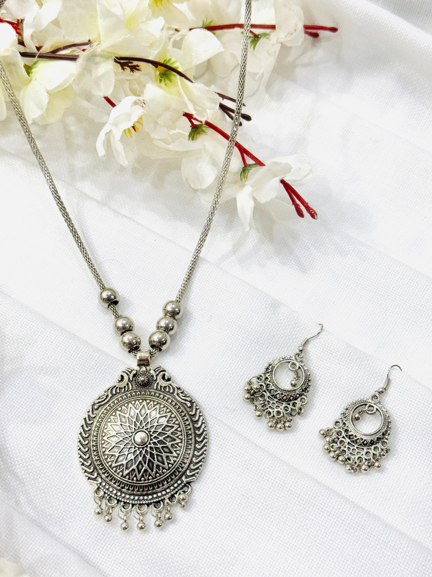 Sun Statement Oxidized Necklace Set