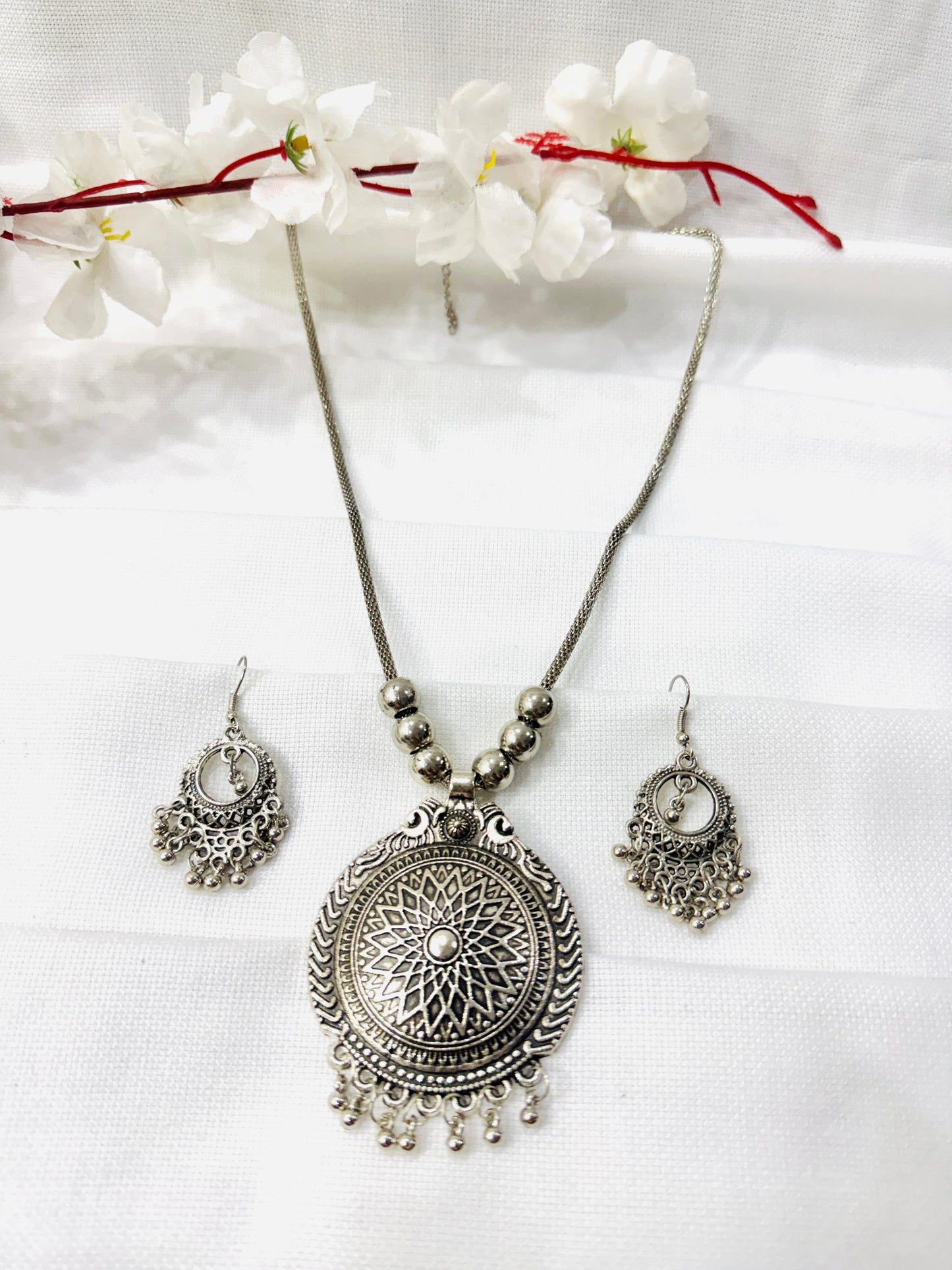 Sun Statement Oxidized Necklace Set