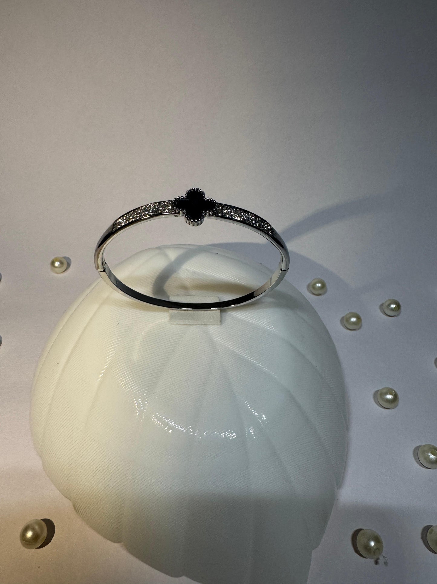 Stainless Steel Clover Zirconia Bracelet