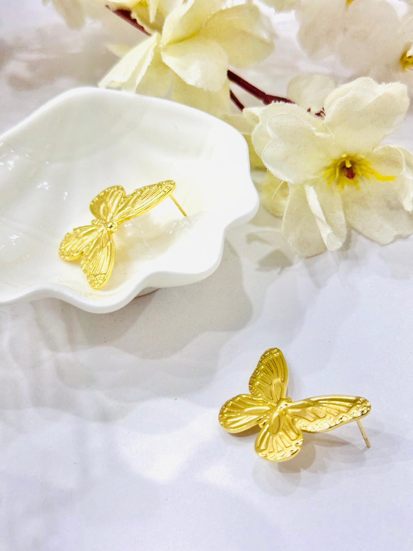 Golden Butterfly Stud