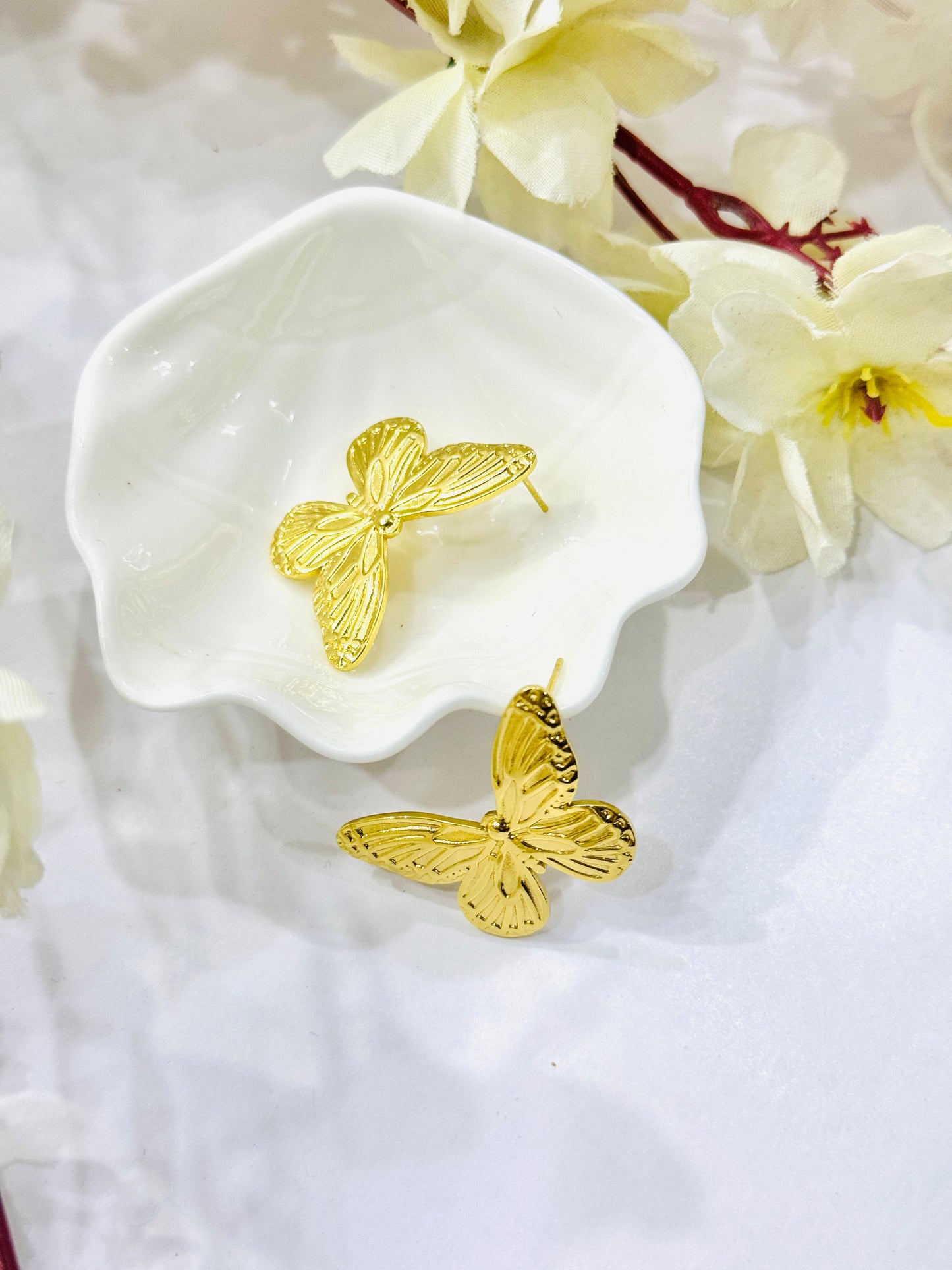 Golden Butterfly Stud