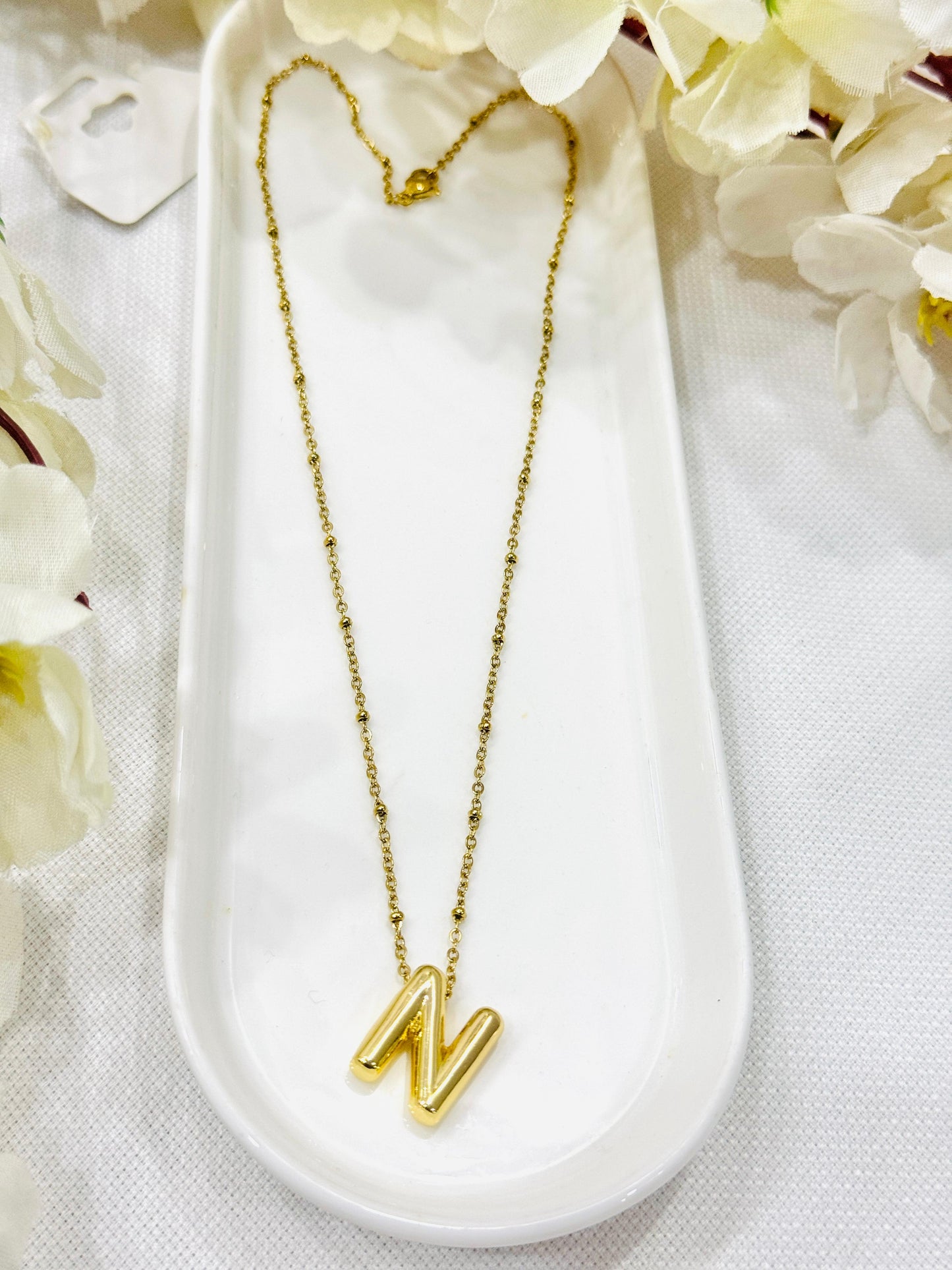 Gold Plated Letter N Necklace