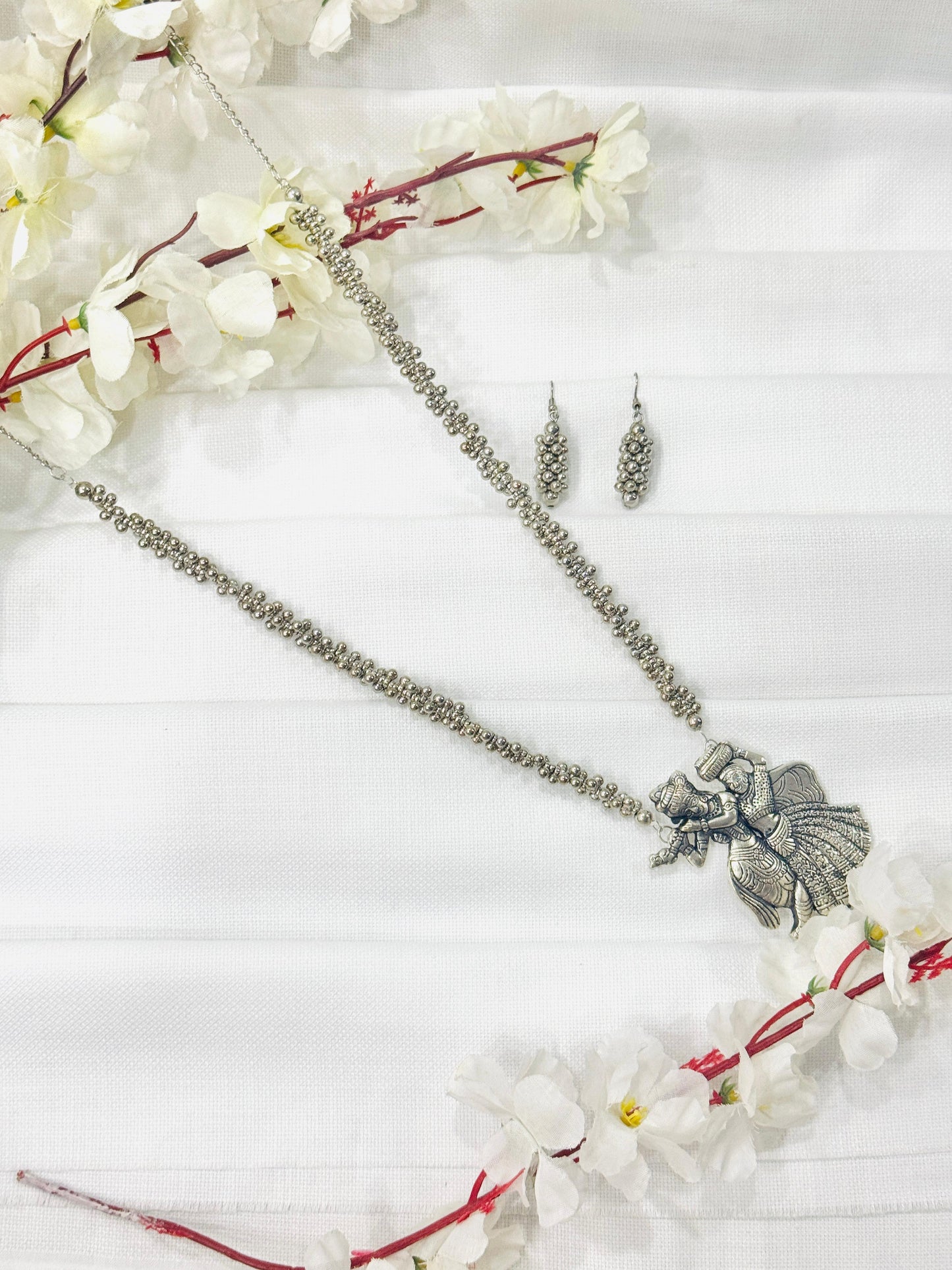 Radha Krishna Oxidized Necklace Set