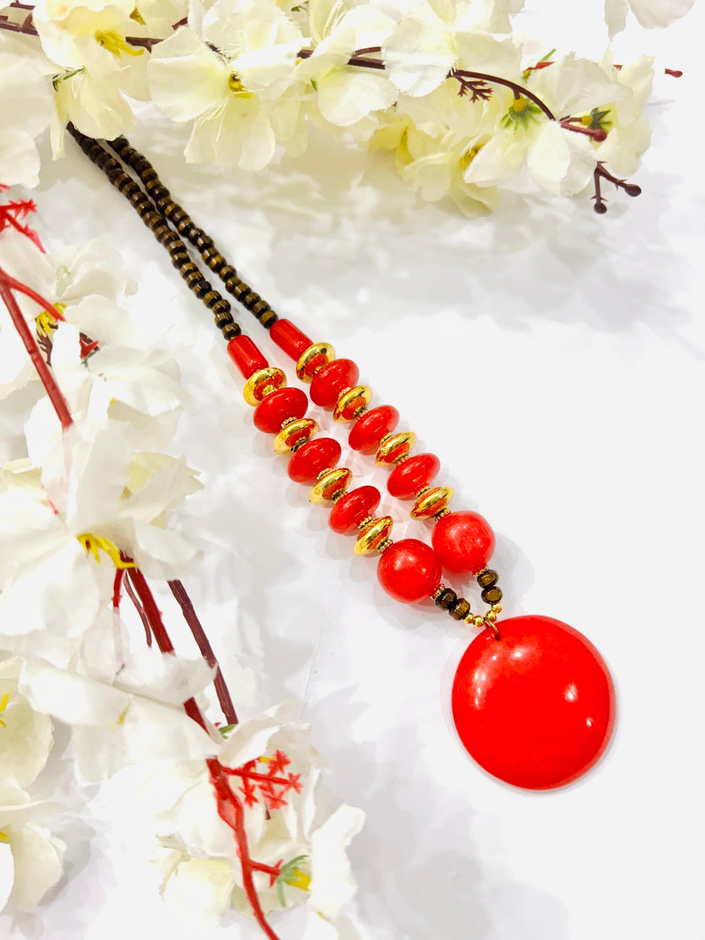 Red Chemical Beads Necklace
